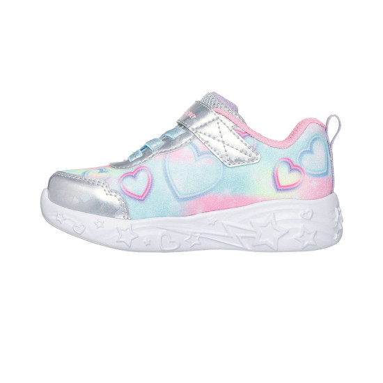 Skechers Lighted Unicorn Gore & Strap W/ Multi Heart Print Upper Skechers Lighted Unicorn Gore & Strap W/ Multi Heart Print Upper